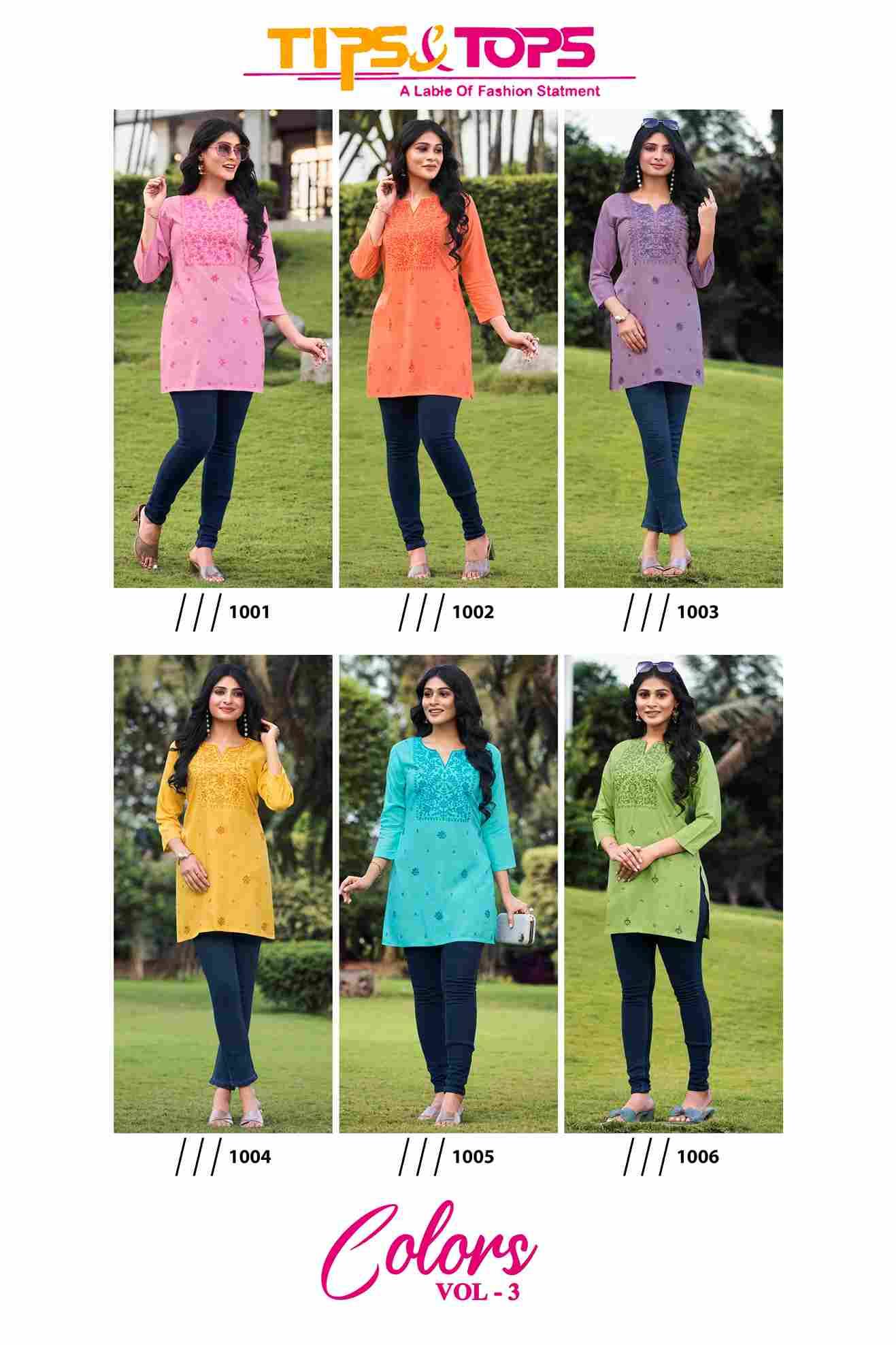 Colors Vol-3 By Tips And Tops 1001 To 1006 Series Designer Stylish Fancy Colorful Beautiful Party Wear & Ethnic Wear Collection Heavy Rayon Slub Tops At Wholesale Price