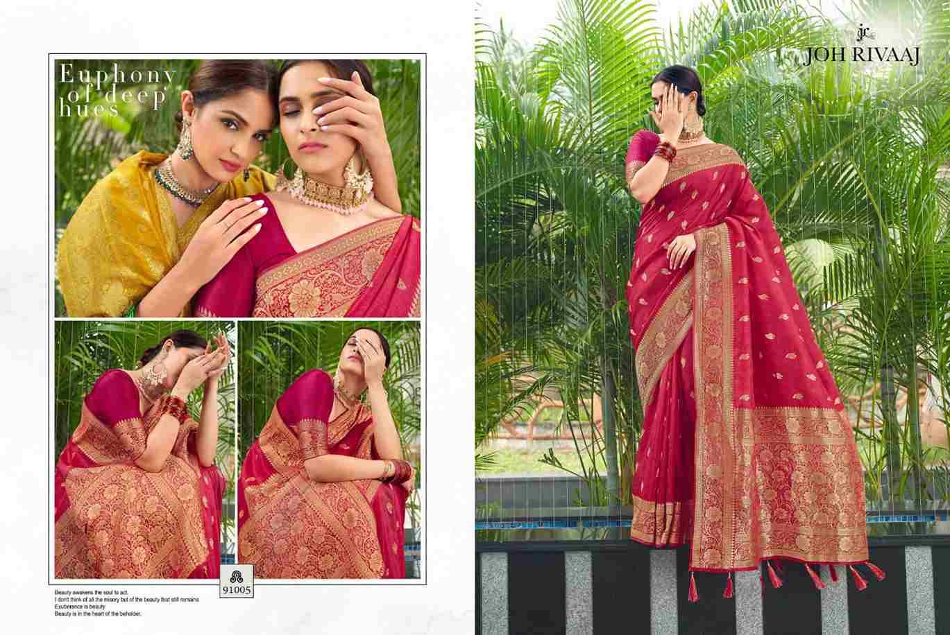 Janelle Vol-910 By Joh Rivaaj 91001 To 91009 Series Indian Traditional Wear Collection Beautiful Stylish Fancy Colorful Party Wear & Occasional Wear Silk Sarees At Wholesale Price