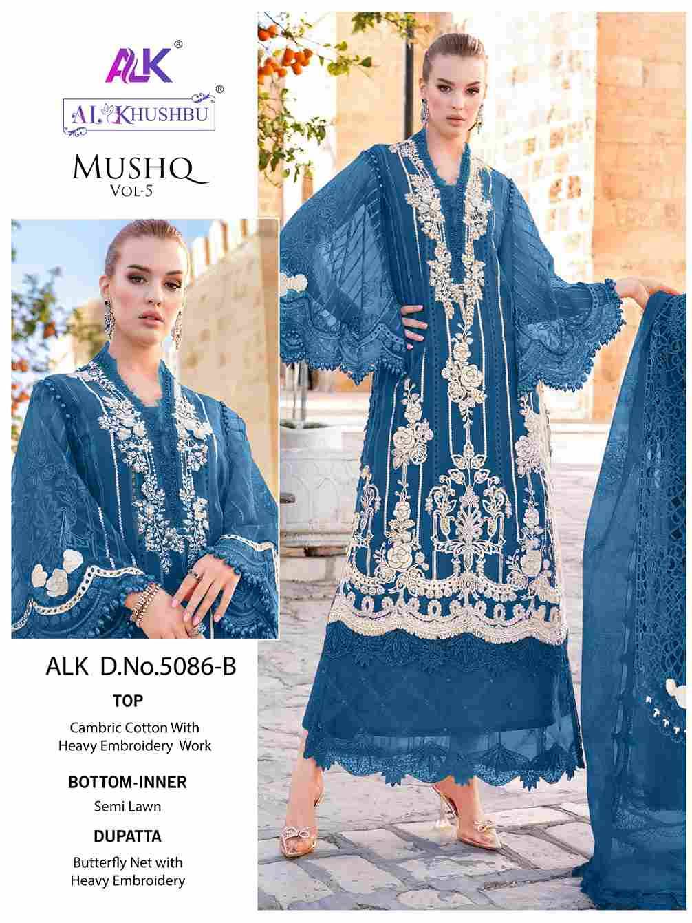 Mushq Vol-5 By Al Khushbu 5086-A To 5086-D Series Designer Pakistani Suits Beautiful Stylish Fancy Colorful Party Wear & Occasional Wear Cambric Cotton Print Embroidered Dresses At Wholesale Price