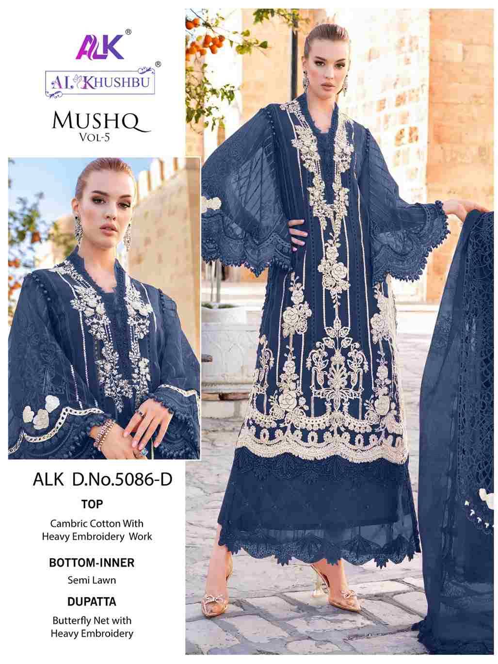 Mushq Vol-5 By Al Khushbu 5086-A To 5086-D Series Designer Pakistani Suits Beautiful Stylish Fancy Colorful Party Wear & Occasional Wear Cambric Cotton Print Embroidered Dresses At Wholesale Price