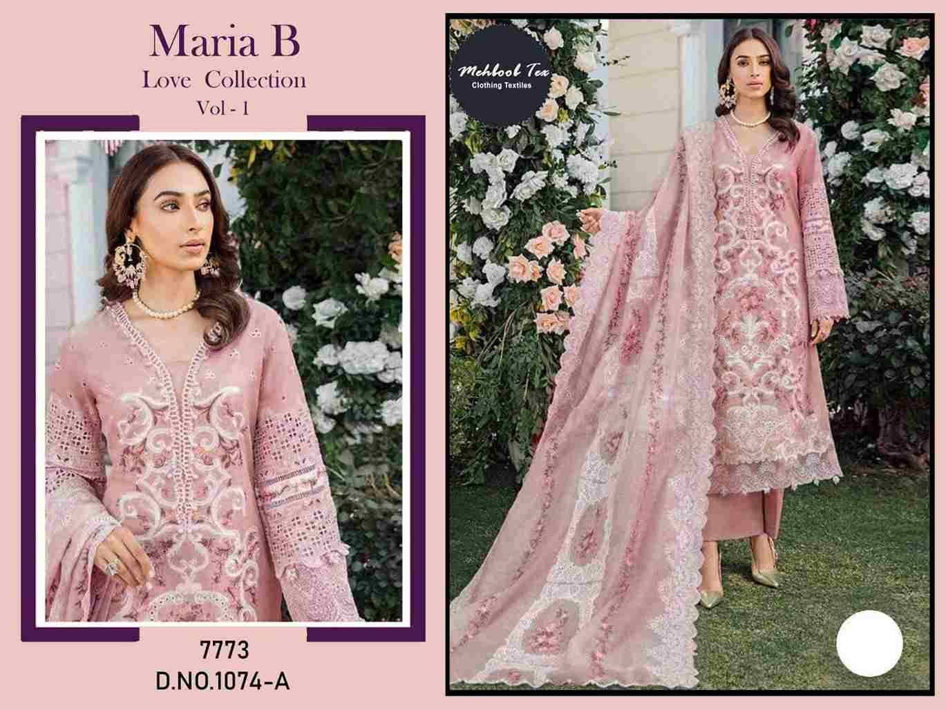 Maria B Love Collection Vol-1 By Mehboob Tex 1074-A To 1074-E Series Beautiful Pakistani Suits Stylish Fancy Colorful Party Wear & Occasional Wear Cambric Cotton Dresses At Wholesale Price