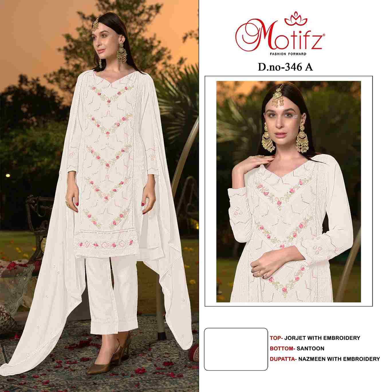 Motifz Hit Design 346 Colours By Motifz 346-A To 346-D Series Beautiful Pakistani Suits Colorful Stylish Fancy Casual Wear & Ethnic Wear Heavy Georgette Dresses At Wholesale Price