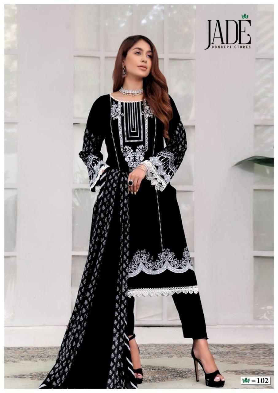 Bin Saeed Black And White By Jade 101 To 106 Series Beautiful Festive Suits Stylish Fancy Colorful Casual Wear & Ethnic Wear Pure Lawn Cotton Print Dresses At Wholesale Price
