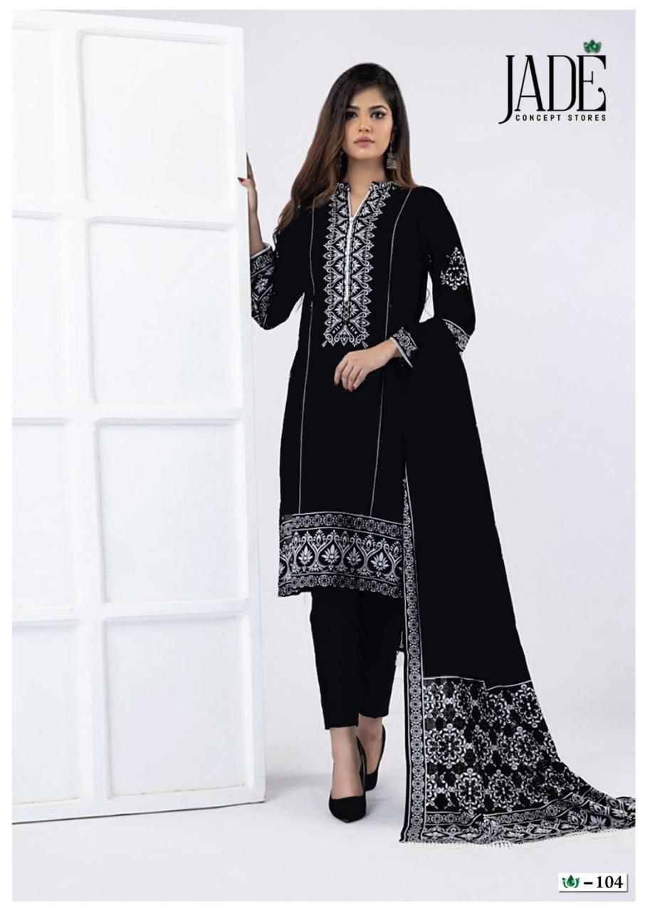 Bin Saeed Black And White By Jade 101 To 106 Series Beautiful Festive Suits Stylish Fancy Colorful Casual Wear & Ethnic Wear Pure Lawn Cotton Print Dresses At Wholesale Price