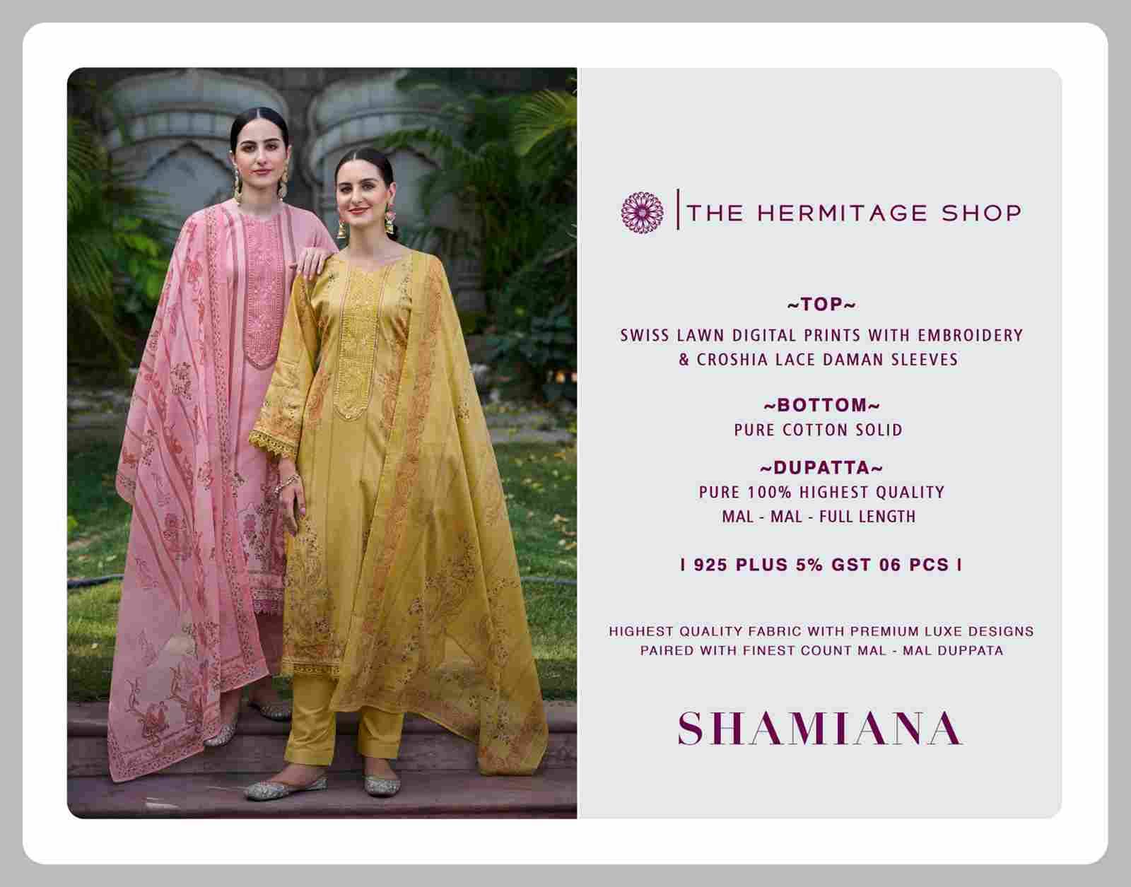 Shamiana By The Hermitage Shop 01 To 06 Series Beautiful Festive Suits Stylish Fancy Colorful Casual Wear & Ethnic Wear Lawn Print Dresses At Wholesale Price