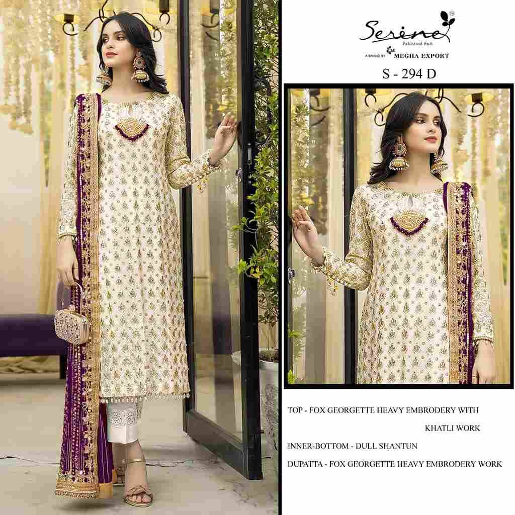 Serene Hit Design S-294 Colours By Serene S-294-A To S-294-D Series Designer Pakistani Suits Beautiful Fancy Colorful Stylish Party Wear & Occasional Wear Faux Georgette Embroidered Dresses At Wholesale Price