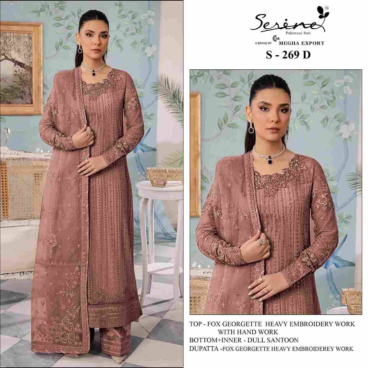 Serene Hit Design S-269 Colours By Serene S-269-A To S-269-D Series Designer Pakistani Suits Beautiful Fancy Colorful Stylish Party Wear & Occasional Wear Faux Georgette Embroidered Dresses At Wholesale Price