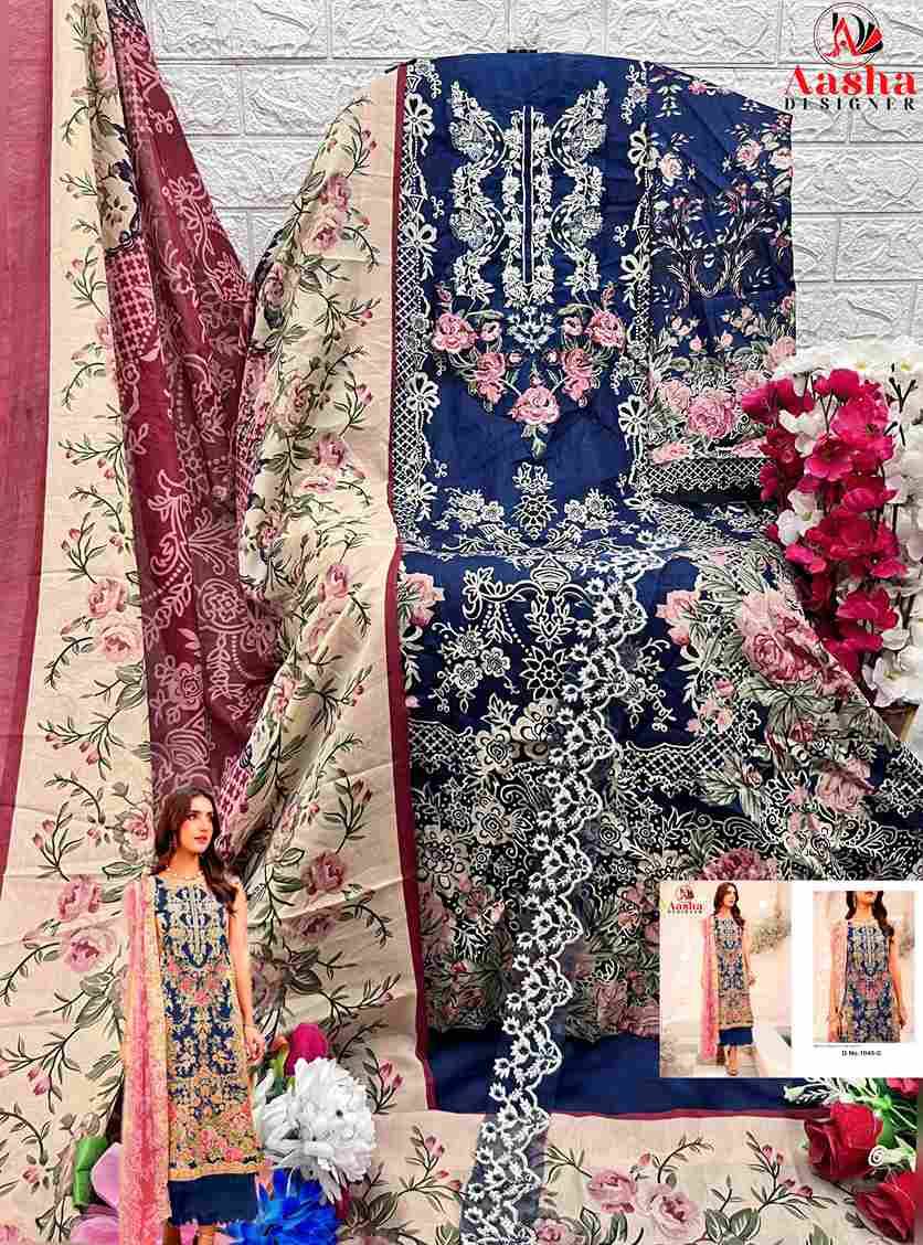 Needle Wonder Lawn Collection Vol-2 By Aasha Designer 1045-A To 1045-C Series Pakistani Suits Beautiful Fancy Colorful Stylish Party Wear & Occasional Wear Pure Cotton Embroidery Dresses At Wholesale Price