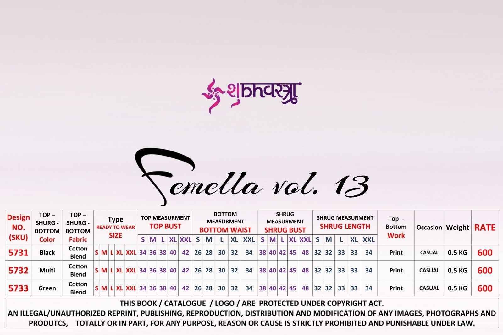 Femella Vol-13 By Shubhkala 5731 To 5733 Series Designer Stylish Fancy Colorful Beautiful Party Wear & Ethnic Wear Collection Cotton Blend Co-Ord Set With Jackets At Wholesale Price