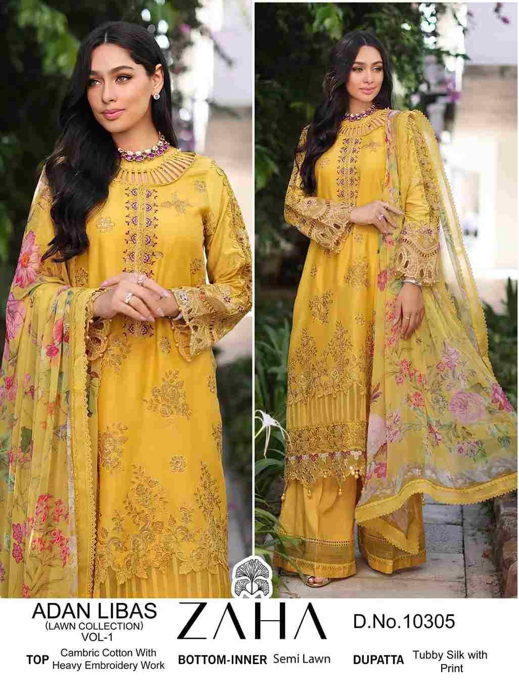 Adan Libas Vol -1 By Zaha 10305 To 10307 Series Beautiful Pakistani Suits Stylish Fancy Colorful Party Wear & Occasional Wear Cambric Cotton With Embroidery Dresses At Wholesale Price