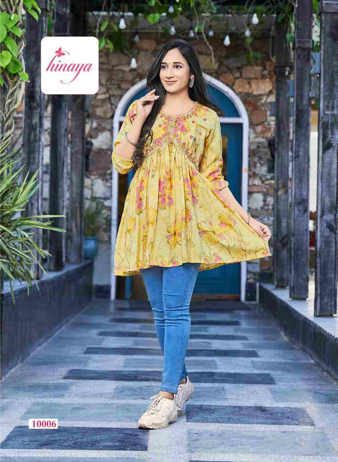 Resham Vol-10 By Hinaya 10001 To 10006 Series Designer Stylish Fancy Colorful Beautiful Party Wear & Ethnic Wear Collection Rayon Foil Kurtis At Wholesale Price