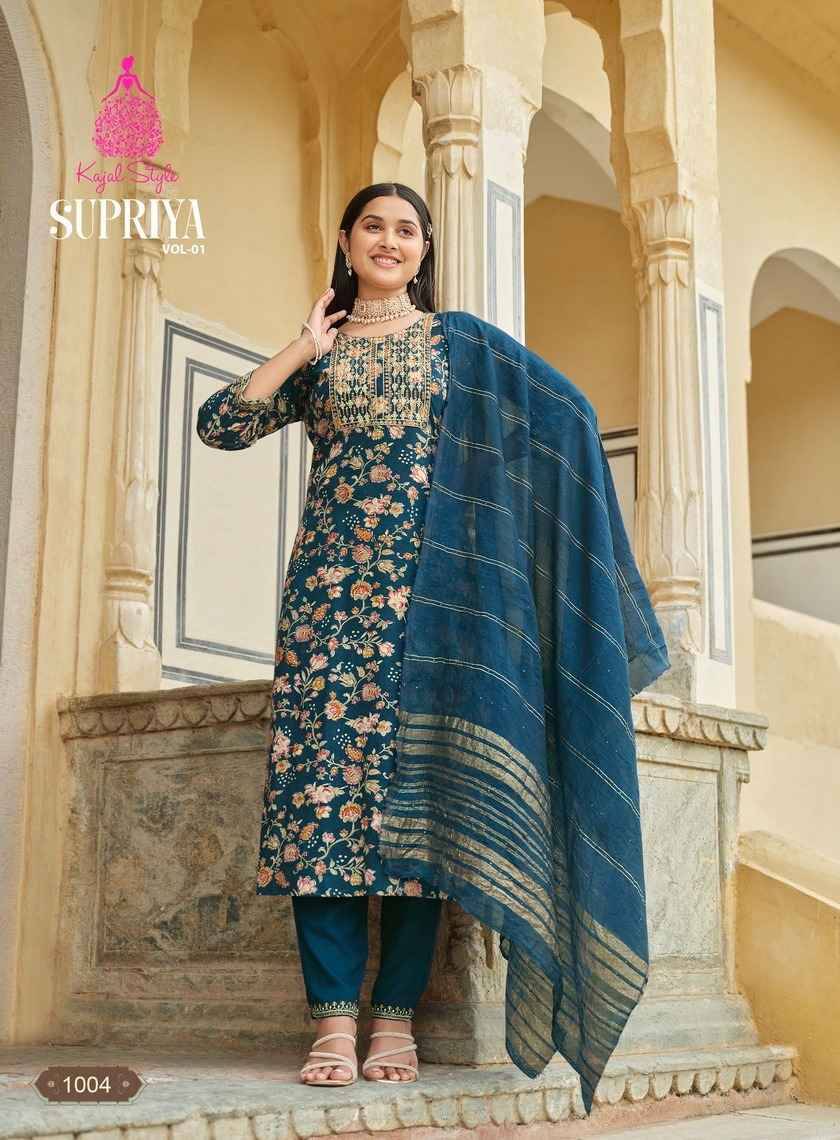 Supriya Vol-1 By Kajal Style 1001 To 1008 Series Beautiful Festive Suits Colorful Stylish Fancy Casual Wear & Ethnic Wear Rayon Print Dresses At Wholesale Price