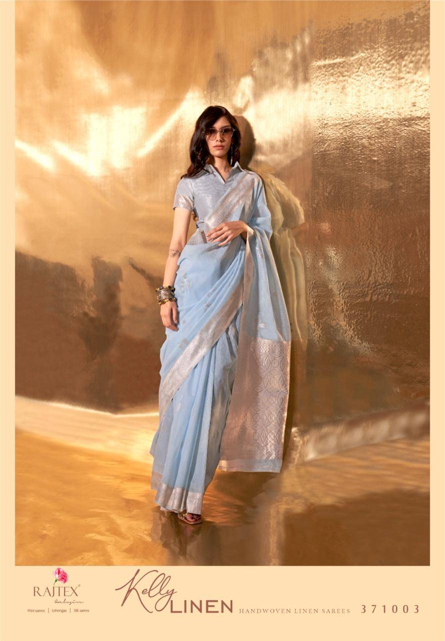 Kelly Linen By Raj Tex 371001 To 371006 Series Indian Traditional Wear Collection Beautiful Stylish Fancy Colorful Party Wear & Occasional Wear Linen Cotton Sarees At Wholesale Price