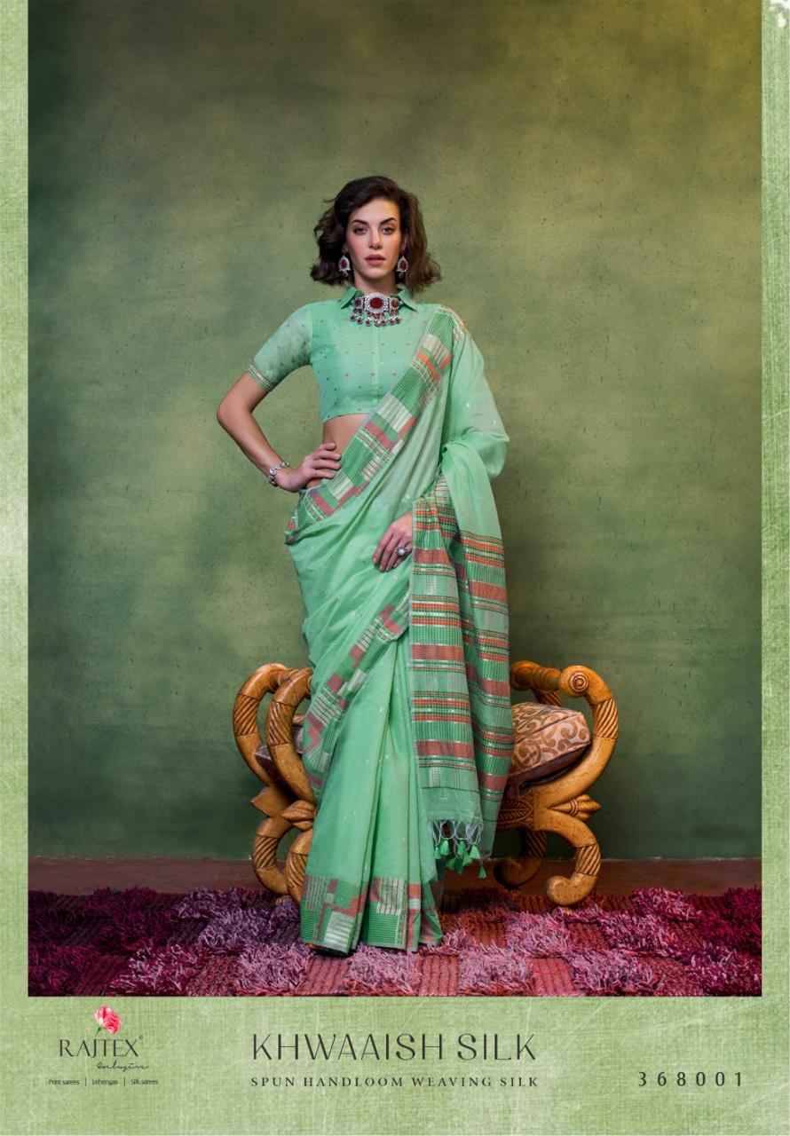 Khwaaish Silk By Raj Tex 368001 To 368006 Series Indian Traditional Wear Collection Beautiful Stylish Fancy Colorful Party Wear & Occasional Wear Mal Cotton Sarees At Wholesale Price