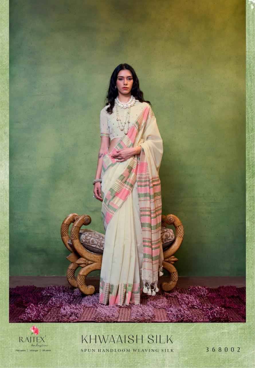 Khwaaish Silk By Raj Tex 368001 To 368006 Series Indian Traditional Wear Collection Beautiful Stylish Fancy Colorful Party Wear & Occasional Wear Mal Cotton Sarees At Wholesale Price