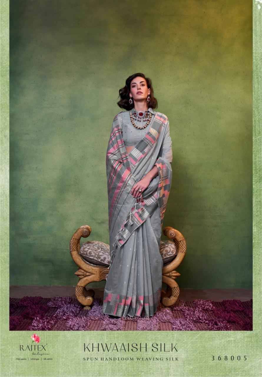 Khwaaish Silk By Raj Tex 368001 To 368006 Series Indian Traditional Wear Collection Beautiful Stylish Fancy Colorful Party Wear & Occasional Wear Mal Cotton Sarees At Wholesale Price