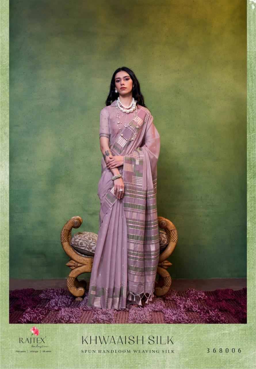 Khwaaish Silk By Raj Tex 368001 To 368006 Series Indian Traditional Wear Collection Beautiful Stylish Fancy Colorful Party Wear & Occasional Wear Mal Cotton Sarees At Wholesale Price