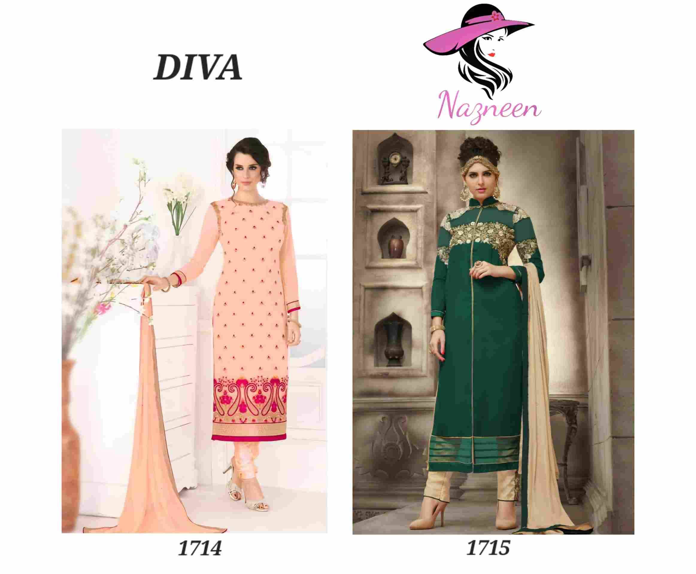 Diva By Nazneen 1714 To 1715 Series Beautiful Suits Colorful Stylish Fancy Casual Wear & Ethnic Wear Georgette Dresses At Wholesale Price