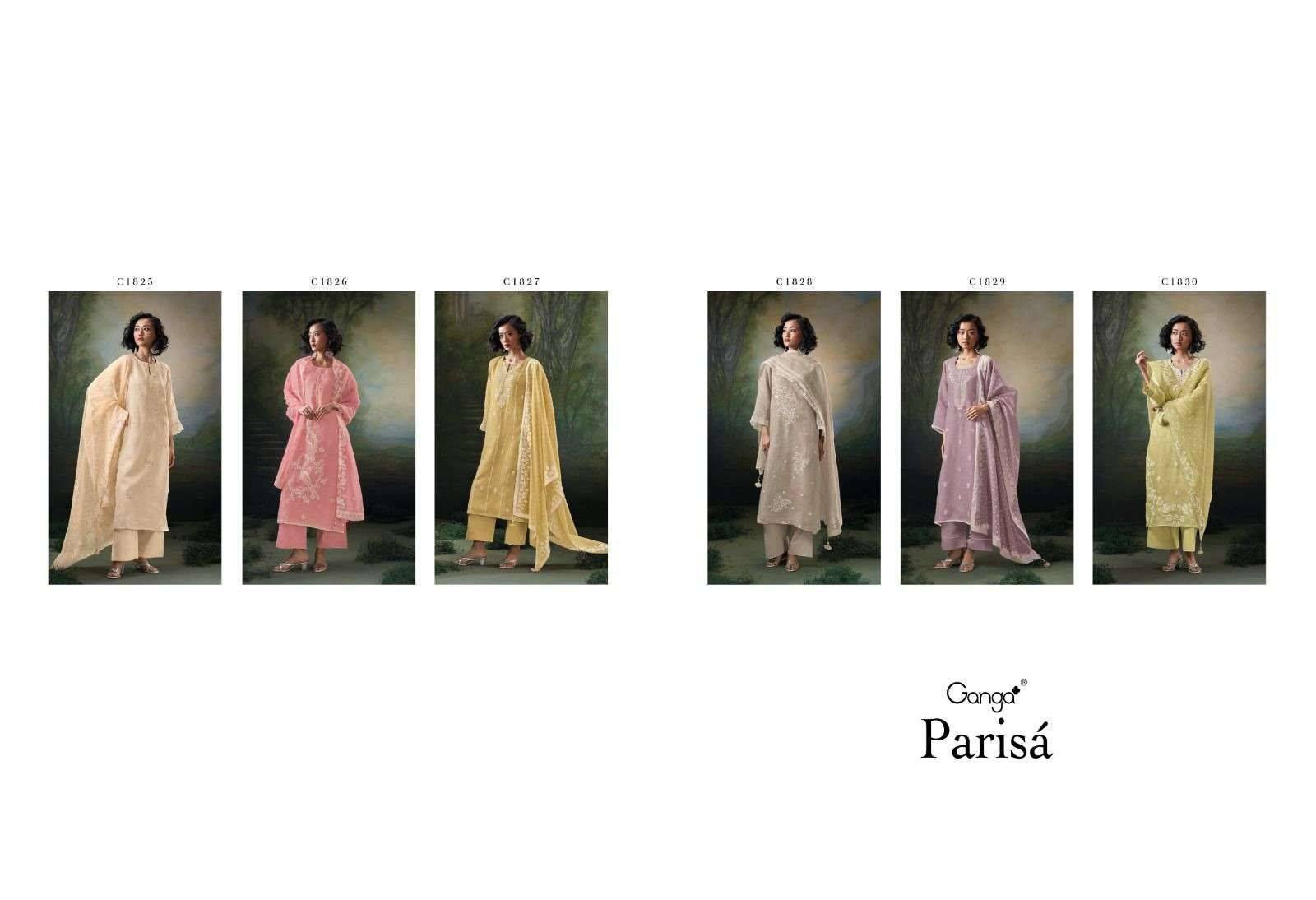 Parisa By Ganga Fashion 1825 To 1830 Series Beautiful Festive Suits Colorful Stylish Fancy Casual Wear & Ethnic Wear Pure Linen Dresses At Wholesale Price