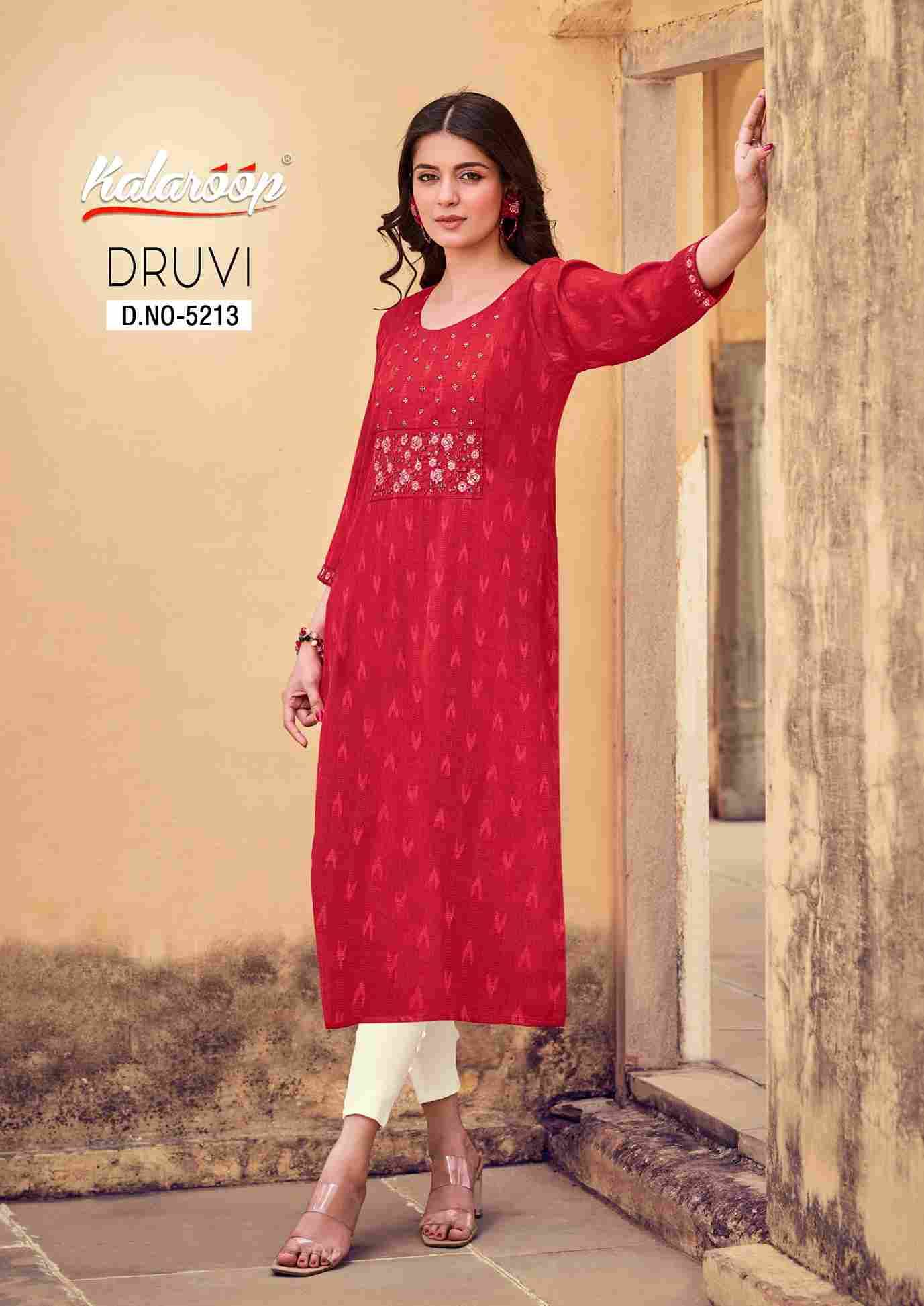 Druvi By Kalaroop 5211 To 5214 Series Designer Stylish Fancy Colorful Beautiful Party Wear & Ethnic Wear Collection Fancy Kurtis At Wholesale Price