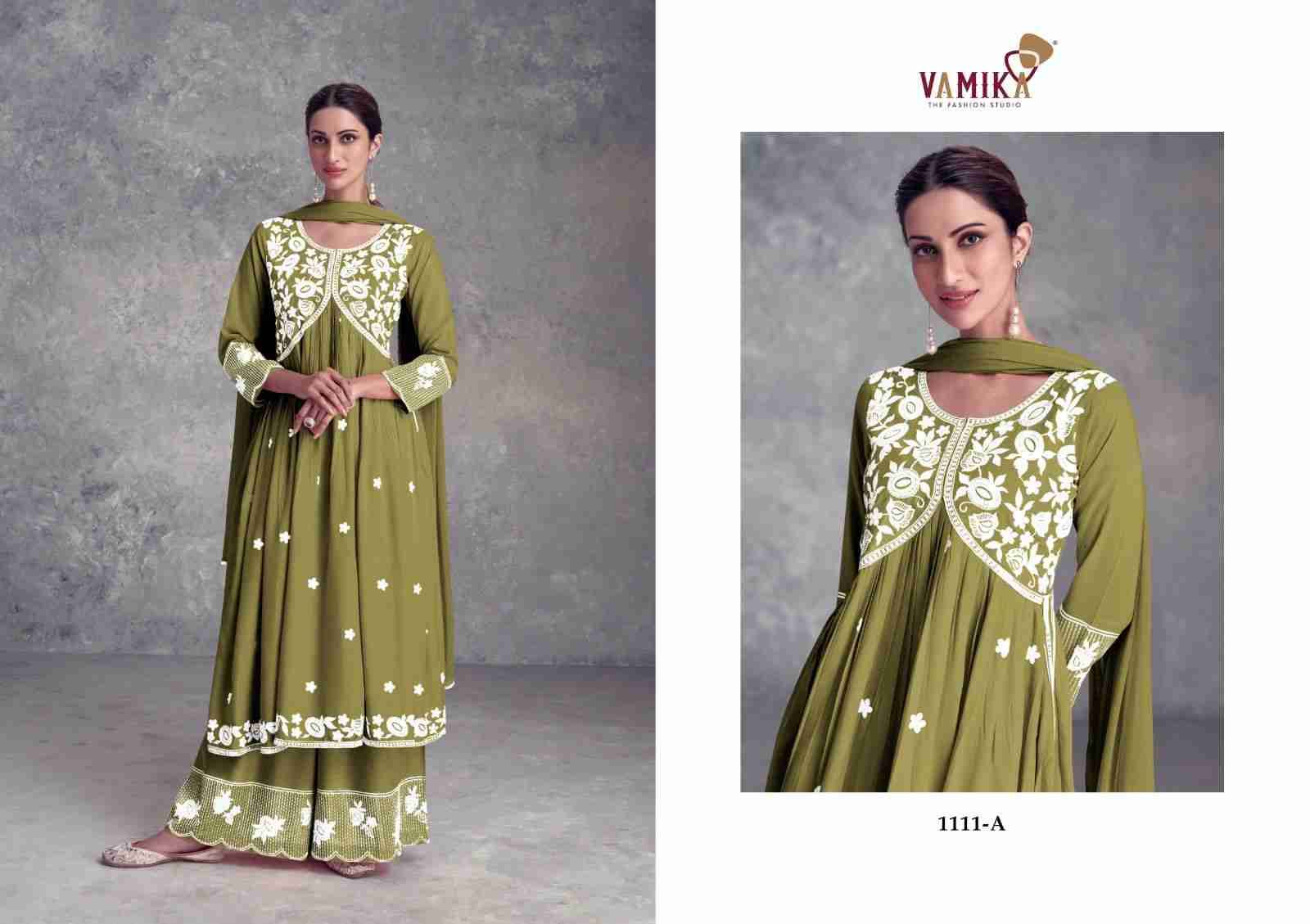 Aadhira Vol-9 By Vamika 1111-A To 1111-E Series Beautiful Festive Suits Colorful Stylish Fancy Casual Wear & Ethnic Wear Pure Viscose Rayon Embroidery Dresses At Wholesale Price