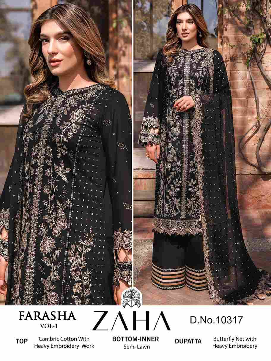 Farasha Vol -1 By Zaha 10314 To 10317 Series Beautiful Pakistani Suits Stylish Fancy Colorful Party Wear & Occasional Wear Cambric Cotton With Embroidery Dresses At Wholesale Price