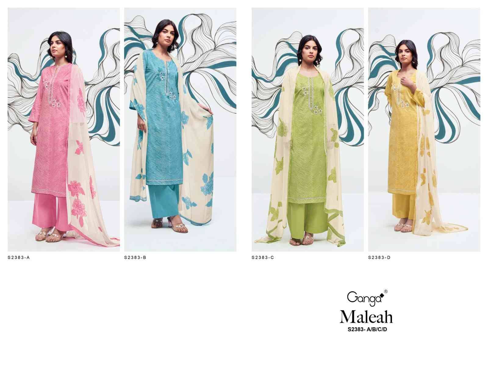 Maleah-2383 By Ganga Fashion 2383-A To 2383-D Series Beautiful Festive Suits Colorful Stylish Fancy Casual Wear & Ethnic Wear Pure Cotton Dresses At Wholesale Price