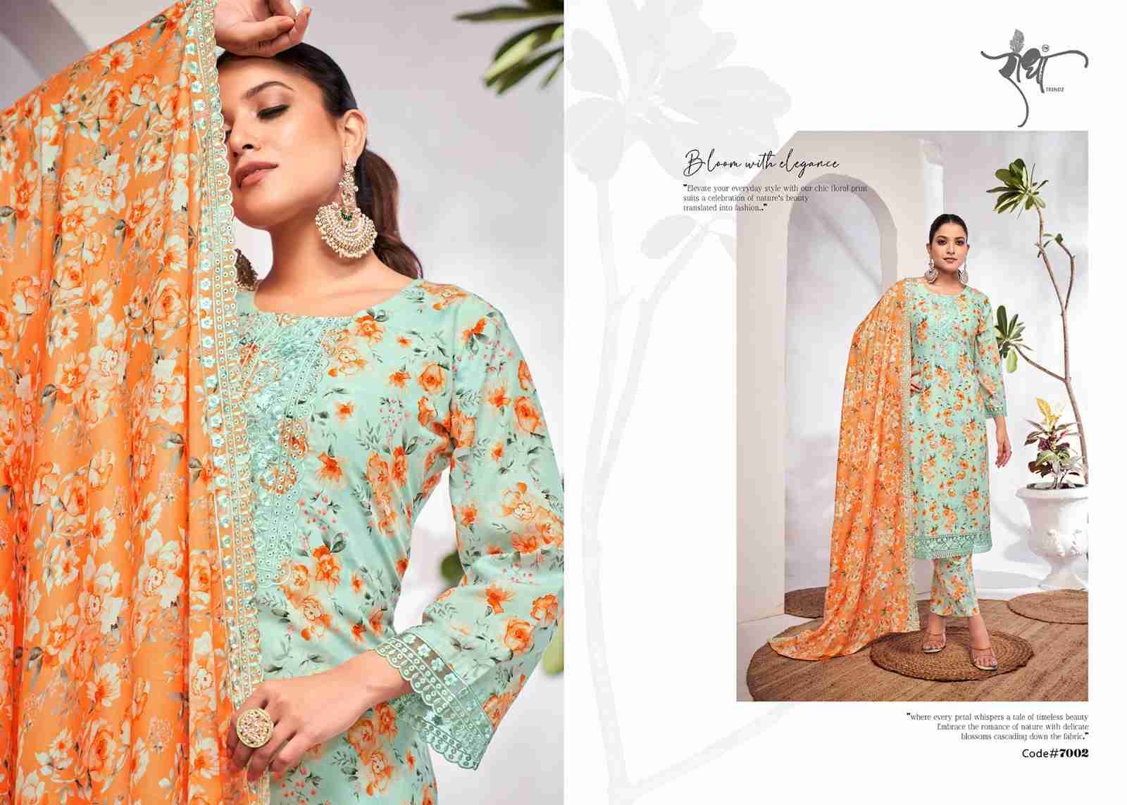 Saffron By Radha Trendz 7001 To 7006 Series Beautiful Sharara Suits Colorful Stylish Fancy Casual Wear & Ethnic Wear Pure Cotton Dresses At Wholesale Price