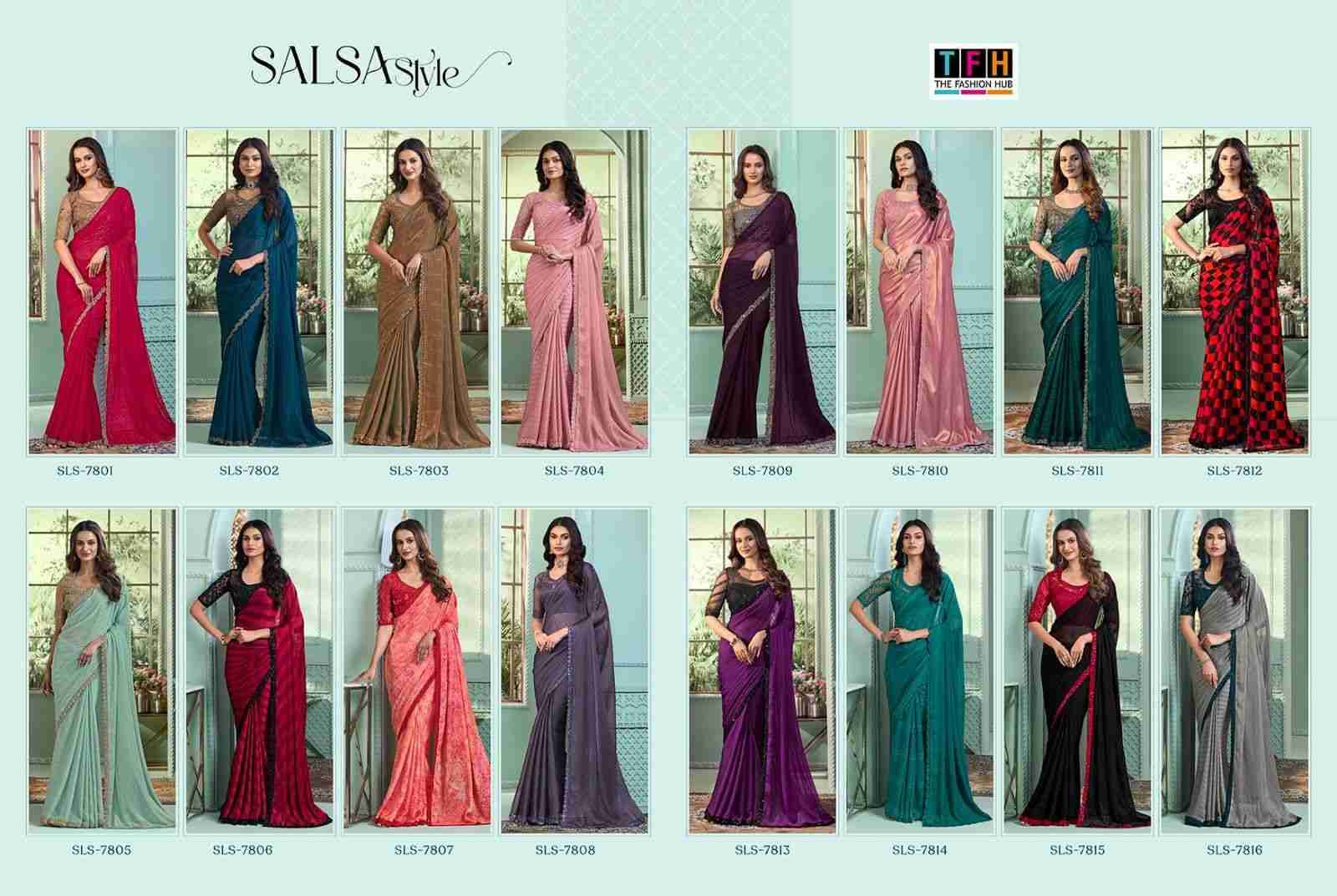 Salsa Style Vol-3 By TFH 7801 To 7816 Series Indian Traditional Wear Collection Beautiful Stylish Fancy Colorful Party Wear & Occasional Wear Georgette Silk Sarees At Wholesale Price