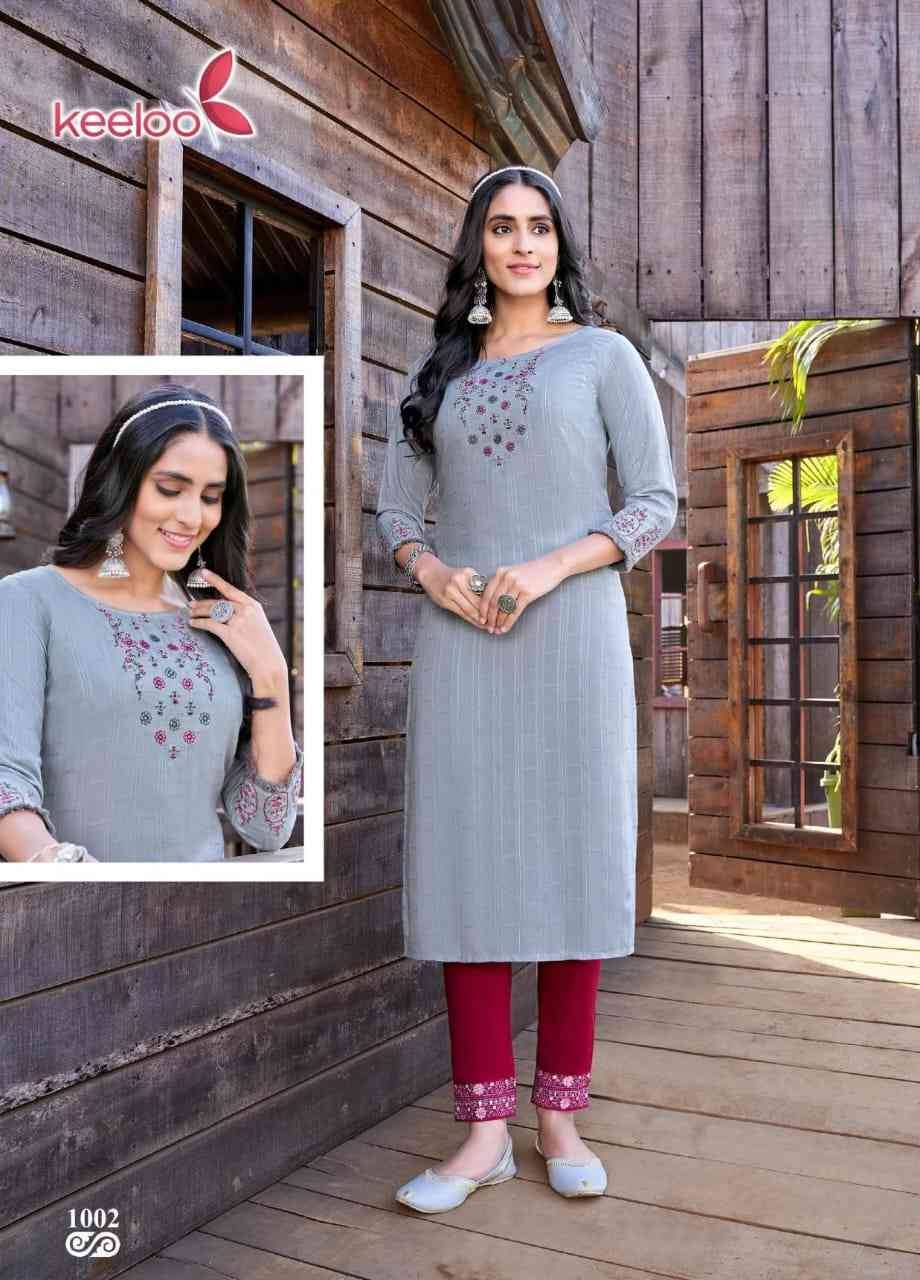 Gulab Vol-1 By Keeloo 1001 To 1006 Series Designer Stylish Fancy Colorful Beautiful Party Wear & Ethnic Wear Collection Heavy Rayon Kurtis With Bottom At Wholesale Price