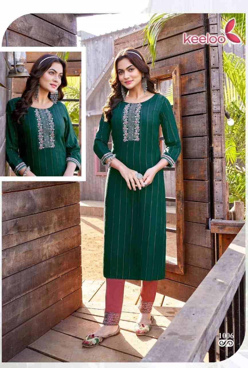 Gulab Vol-1 By Keeloo 1001 To 1006 Series Designer Stylish Fancy Colorful Beautiful Party Wear & Ethnic Wear Collection Heavy Rayon Kurtis With Bottom At Wholesale Price