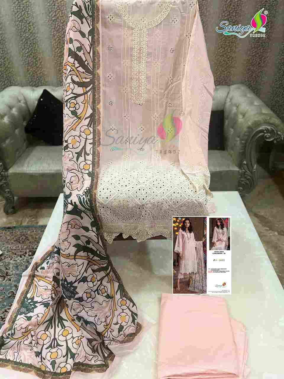 Adan Libas Chikankari Vol-26 By Saniya Trendz 26001 To 26004 Series Designer Pakistani Suits Beautiful Stylish Fancy Colorful Party Wear & Occasional Wear Pure Cotton Embroidered Dresses At Wholesale Price