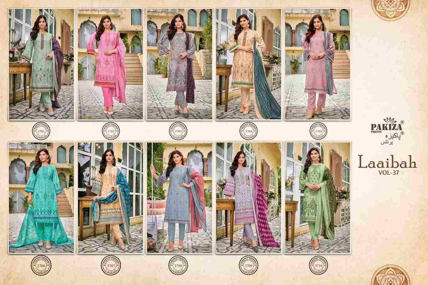 Laaibah Vol-37 By Pakiza Prints 3701 To 3710 Series Beautiful Stylish Festive Suits Fancy Colorful Casual Wear & Ethnic Wear & Ready To Wear Lawn Cotton Print Dresses At Wholesale Price