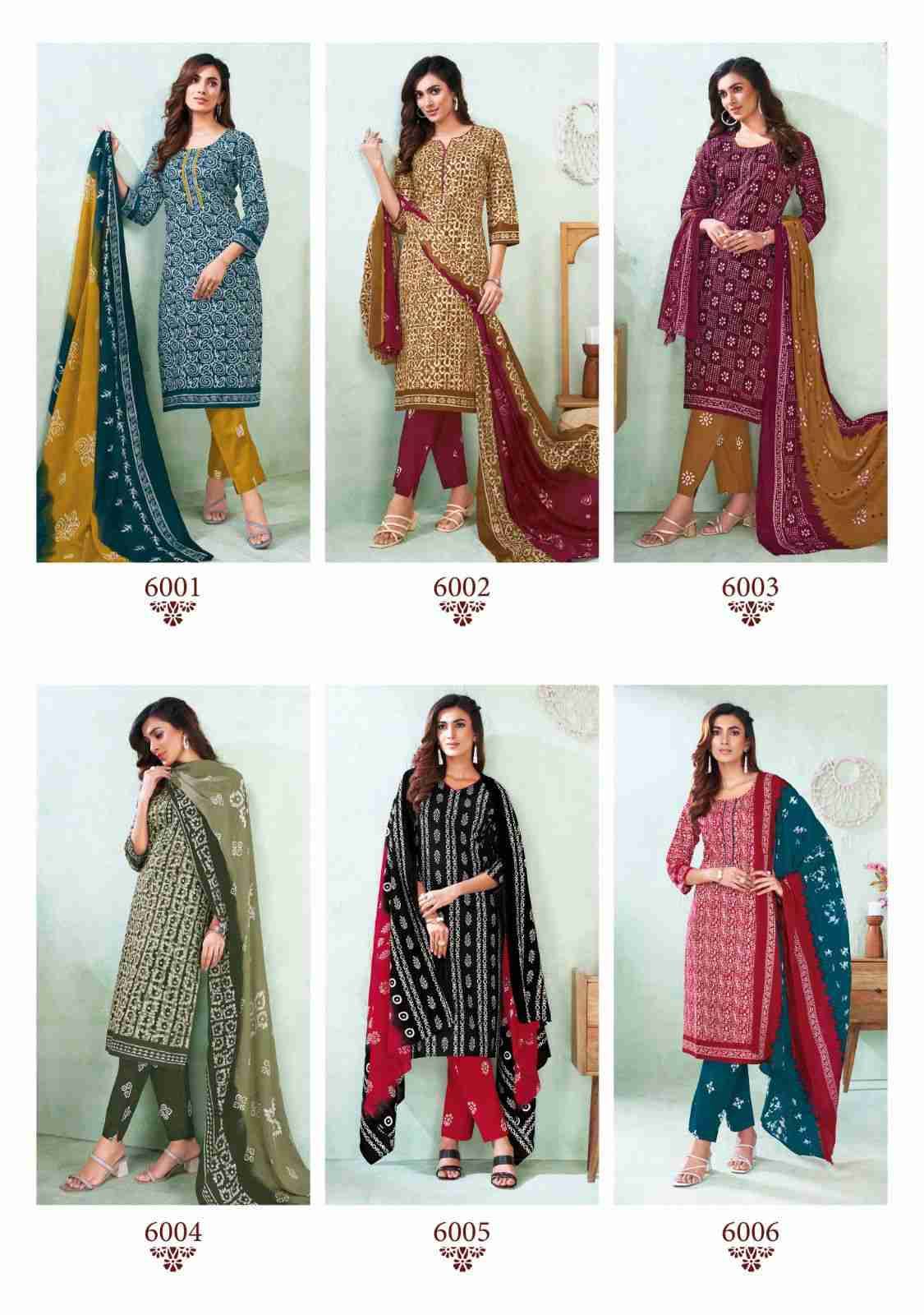 Pehnava Vol-6 By Suryajyoti 6001 To 6010 Series Beautiful Stylish Festive Suits Fancy Colorful Casual Wear & Ethnic Wear & Ready To Wear Cambric Cotton Print Dresses At Wholesale Price