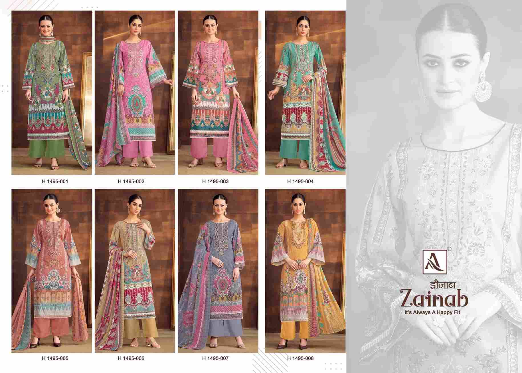 Zainab By Alok Suit 1495-001 To 1495-008 Series Beautiful Festive Suits Colorful Stylish Fancy Casual Wear & Ethnic Wear Pure Cambric Dresses At Wholesale Price