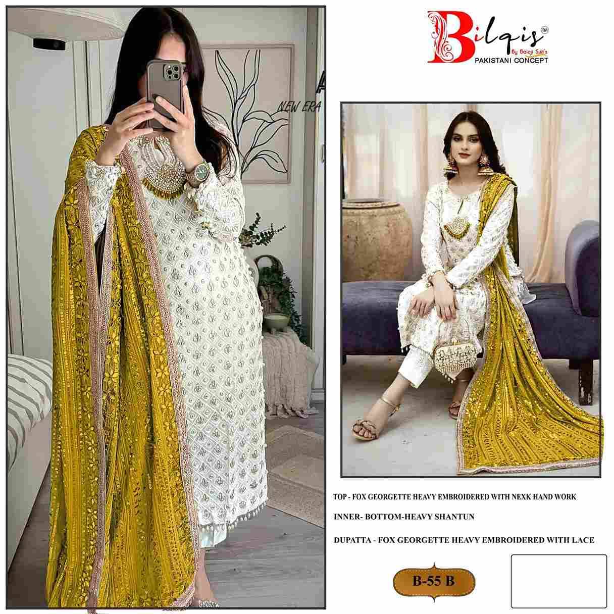 Bilqis 55 Colours By Bilqis 55-A To 55-D Series Beautiful Pakistani Suits Stylish Fancy Colorful Party Wear & Occasional Wear Faux Georgette Embroidery Dresses At Wholesale Price