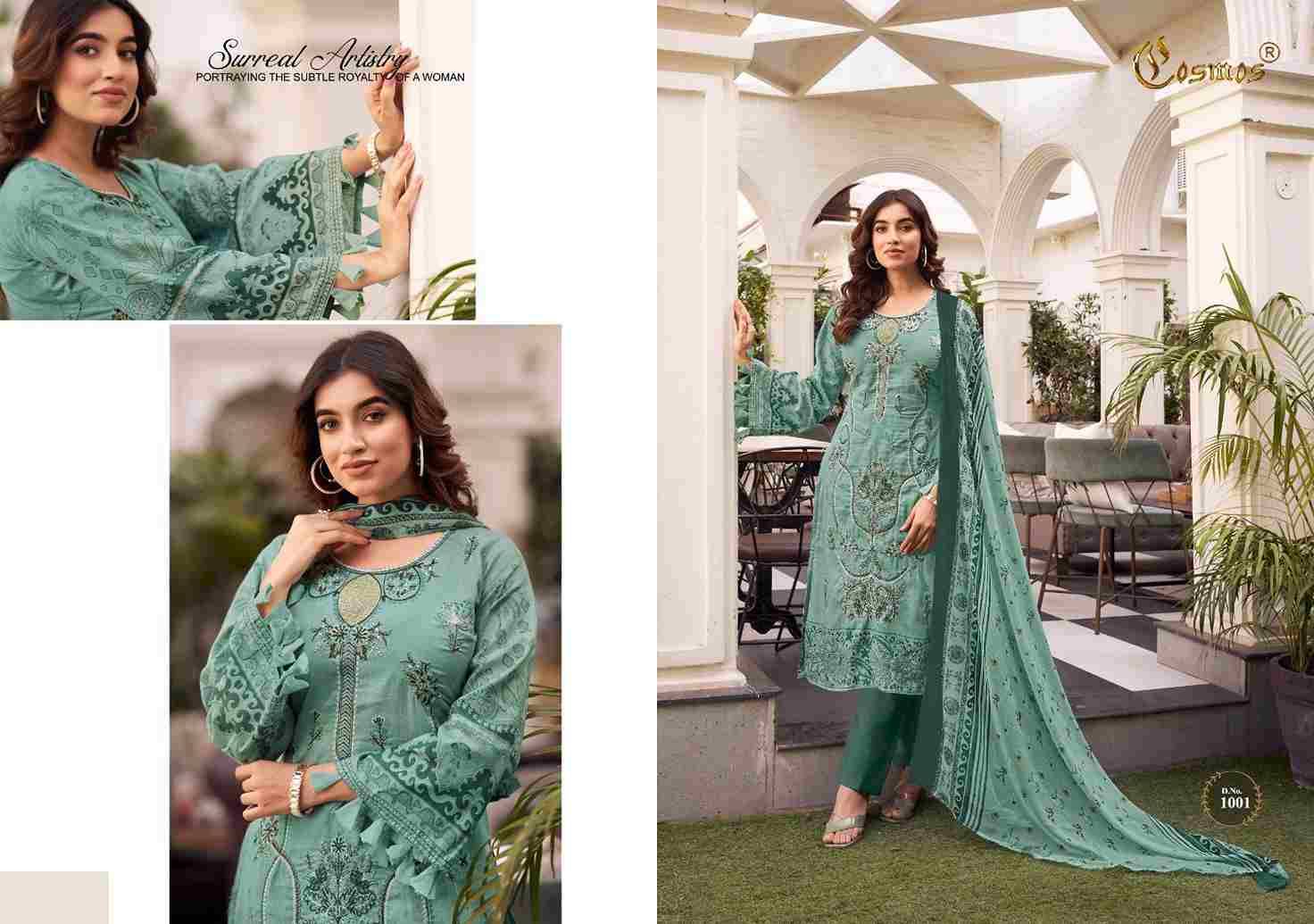 Noor Premium Embroidered Vol-1 By Cosmos 1001 To 1010 Series Beautiful Pakistani Suits Stylish Fancy Colorful Party Wear & Occasional Wear Faux Georgette Embroidery Dresses At Wholesale Price