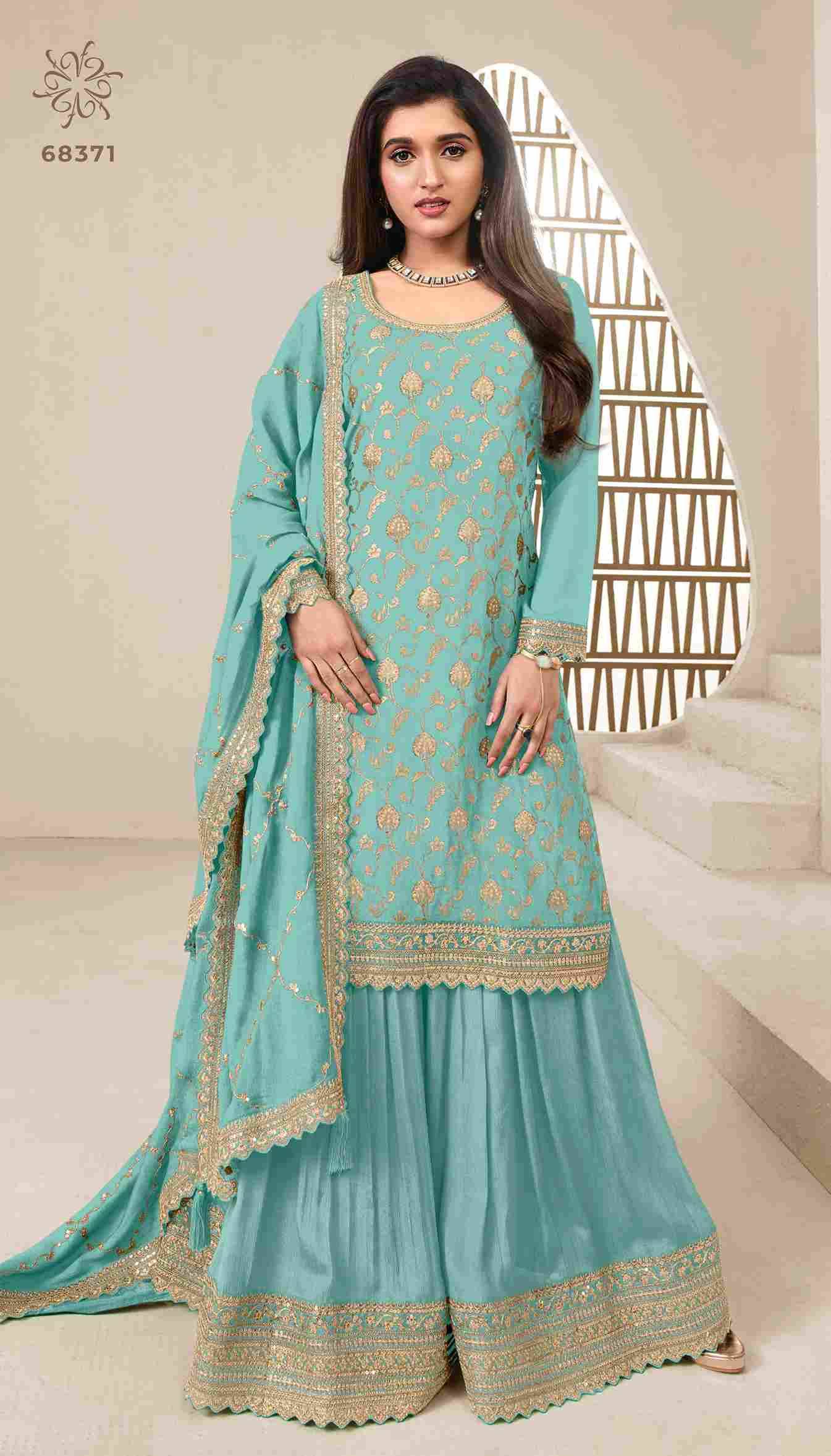 Karva Colour Plus By Vinay Fashion 68371 To 68375 Series Designer Festive Suits Beautiful Fancy Colorful Stylish Party Wear & Occasional Wear Chinnon Jacquard Dresses At Wholesale Price