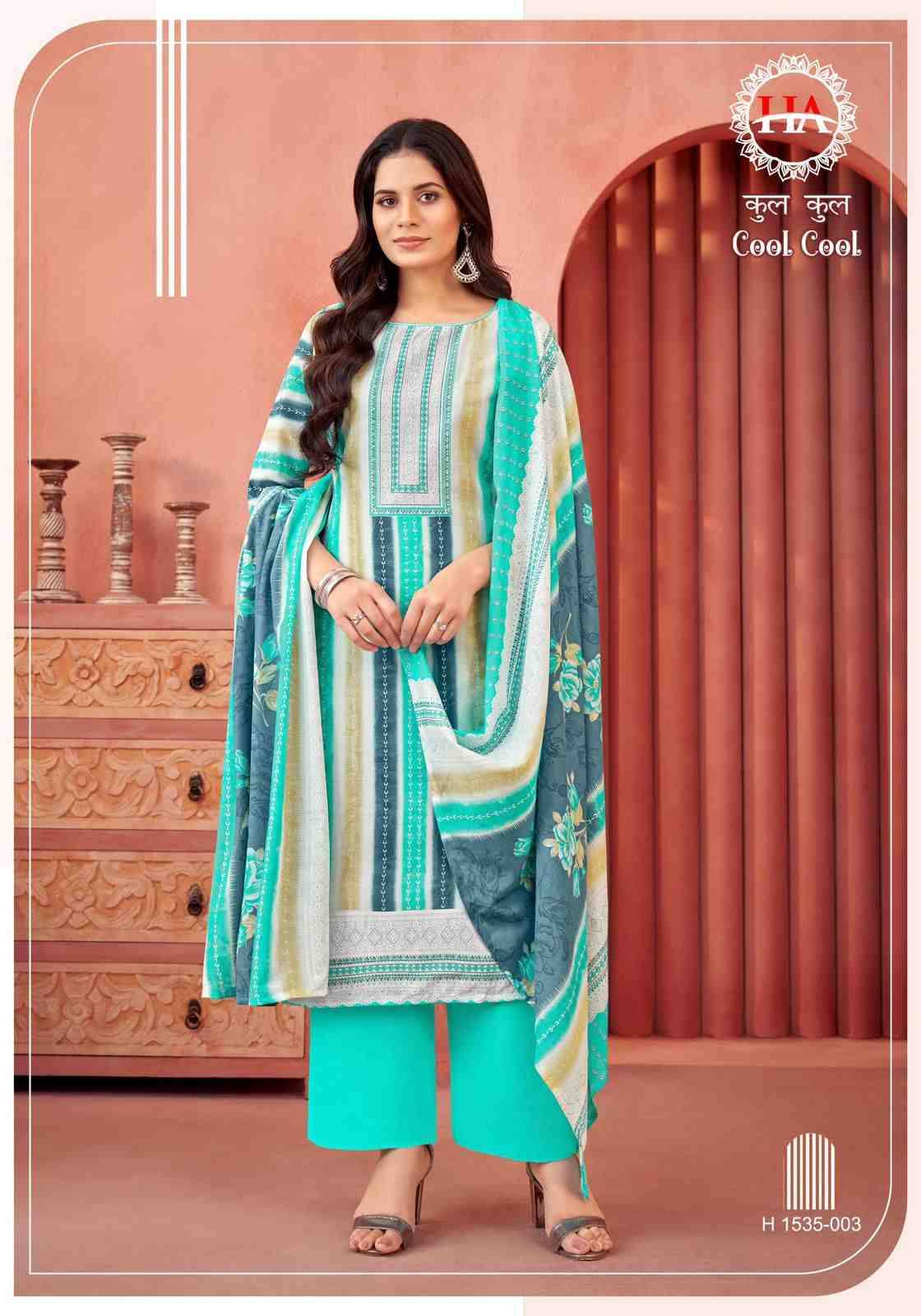 Cool Cool By Harshit Fashion Hub 1535-001 To 1535-008 Series Beautiful Festive Suits Stylish Fancy Colorful Casual Wear & Ethnic Wear Pure Cotton Print Dresses At Wholesale Price