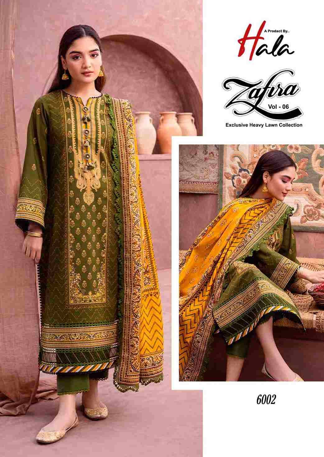 Zafira Vol-6 By Hala 6001 To 6006 Series Beautiful Festive Suits Stylish Fancy Colorful Casual Wear & Ethnic Wear Lawn Cotton Print Dresses At Wholesale Price