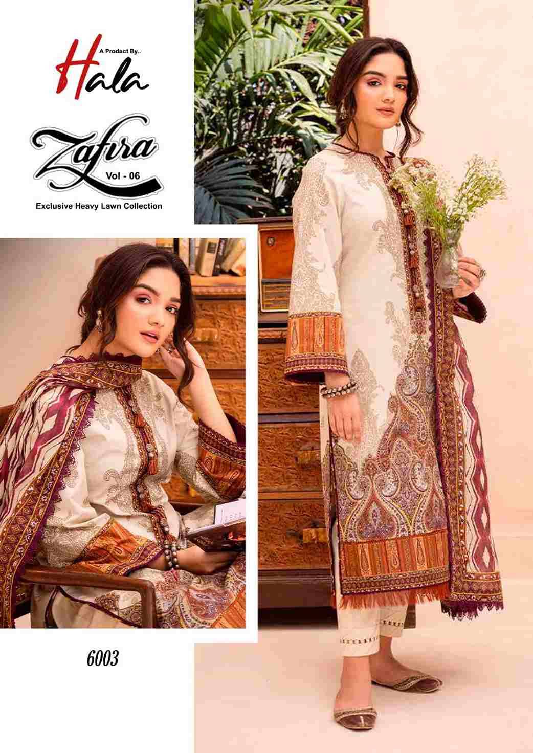 Zafira Vol-6 By Hala 6001 To 6006 Series Beautiful Festive Suits Stylish Fancy Colorful Casual Wear & Ethnic Wear Lawn Cotton Print Dresses At Wholesale Price