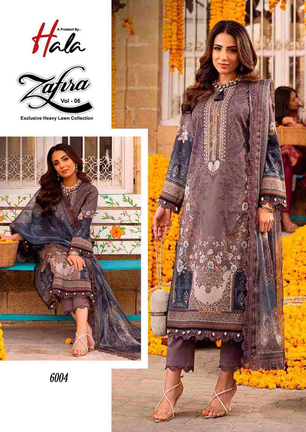 Zafira Vol-6 By Hala 6001 To 6006 Series Beautiful Festive Suits Stylish Fancy Colorful Casual Wear & Ethnic Wear Lawn Cotton Print Dresses At Wholesale Price