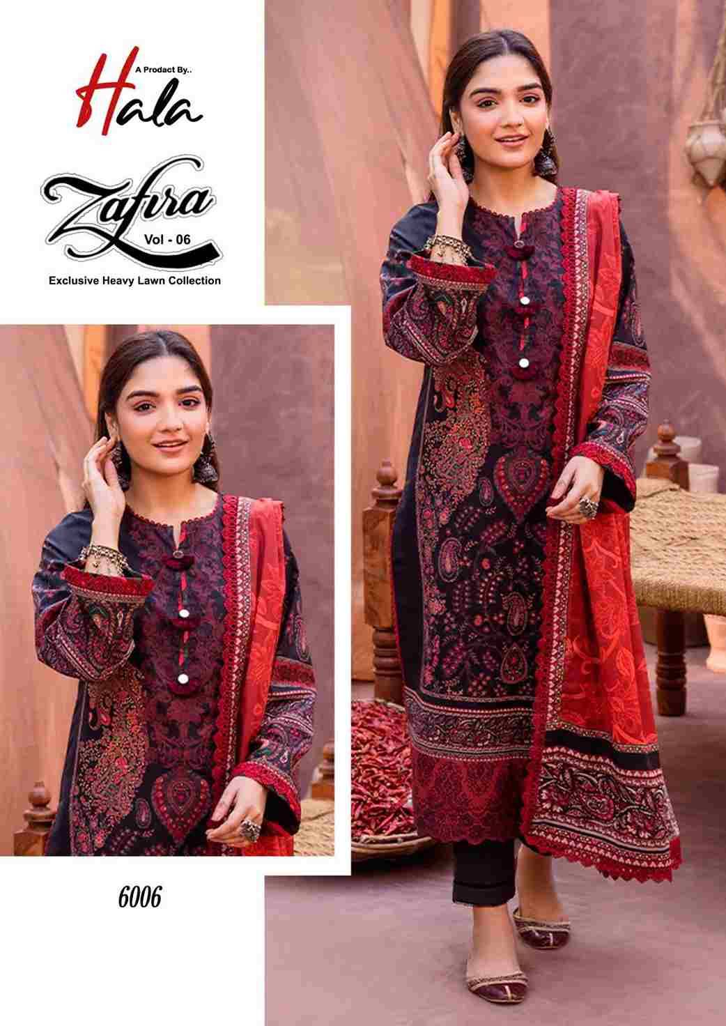 Zafira Vol-6 By Hala 6001 To 6006 Series Beautiful Festive Suits Stylish Fancy Colorful Casual Wear & Ethnic Wear Lawn Cotton Print Dresses At Wholesale Price