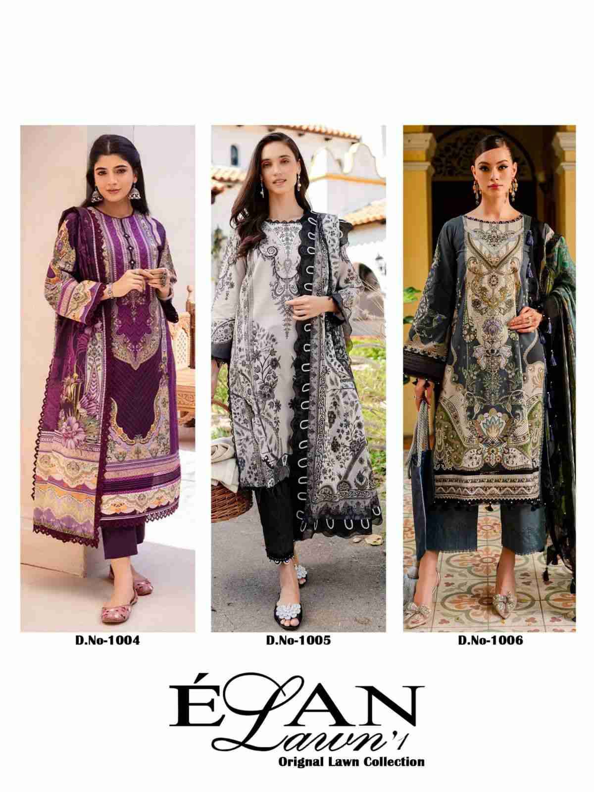 Elan Lawn By Rang Rasiya 1001 To 1006 Series Beautiful Festive Suits Stylish Fancy Colorful Casual Wear & Ethnic Wear Lawn Cotton Print Dresses At Wholesale Price