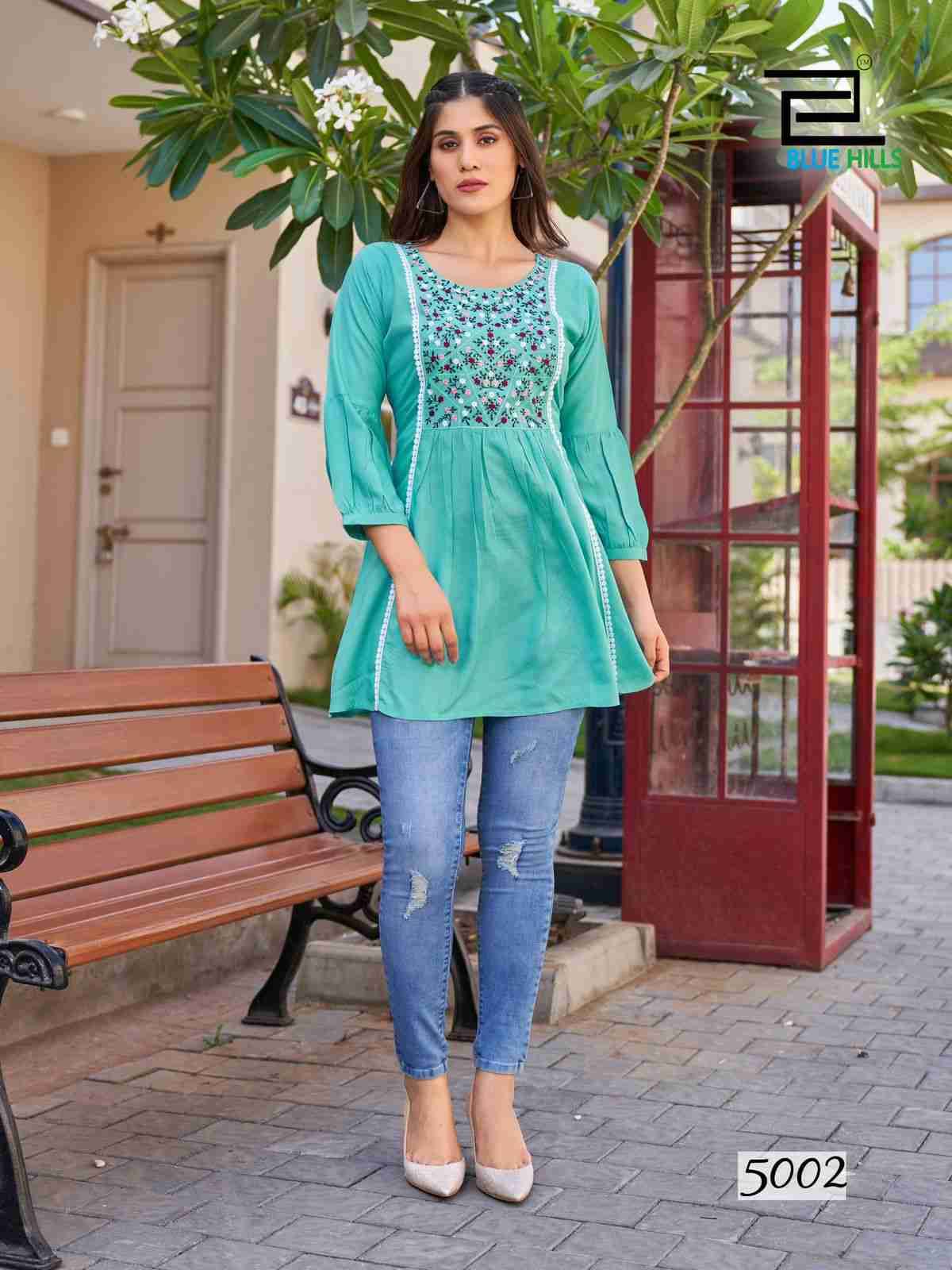 Sofia Vol-5 By Blue Hills 5001 To 5006 Series Designer Stylish Fancy Colorful Beautiful Party Wear & Ethnic Wear Collection Heavy Rayon Tops At Wholesale Price
