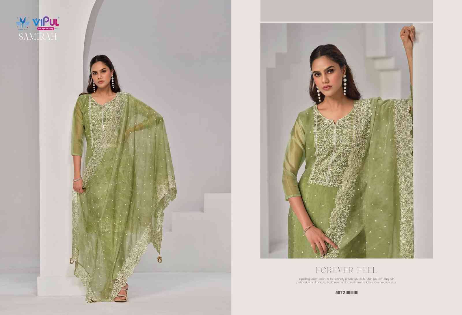 Samirah By Vipul Fashion 5871 To 5876 Series Festive Suits Beautiful Fancy Colorful Stylish Party Wear & Occasional Wear Soft Organza Dresses At Wholesale Price