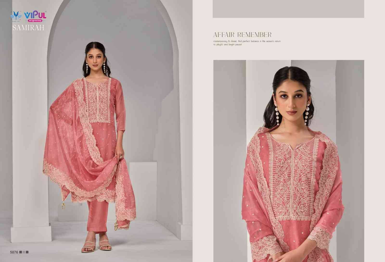 Samirah By Vipul Fashion 5871 To 5876 Series Festive Suits Beautiful Fancy Colorful Stylish Party Wear & Occasional Wear Soft Organza Dresses At Wholesale Price