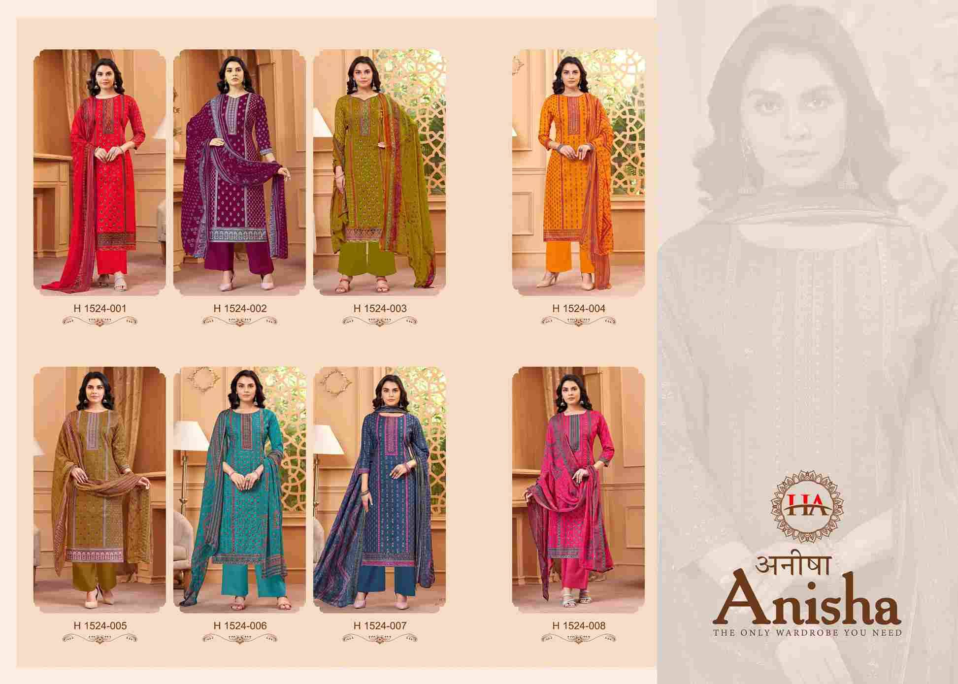 Anisha By Harshit Fashion Hub 1524-001 To 1524-008 Series Beautiful Festive Suits Stylish Fancy Colorful Casual Wear & Ethnic Wear Pure Cambric Cotton Print Dresses At Wholesale Price