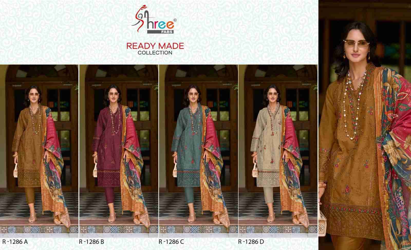 Shree Fabs Hit Design R-1286 Colours By Shree Fabs R-1286-A To R-1286-D Series Beautiful Pakistani Suits Stylish Fancy Colorful Party Wear & Occasional Wear Cambric Cotton Embroidered Dresses At Wholesale Price