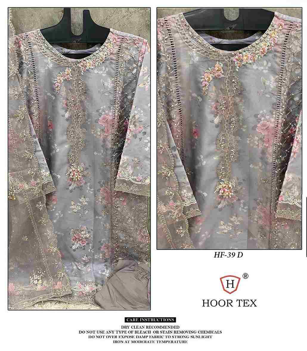 Hoor Tex Hit Design HF-39 Colours By Hoor Tex HF-39-A To HF-39-D Series Pakistani Suits Beautiful Fancy Colorful Stylish Party Wear & Occasional Wear Organza Dresses At Wholesale Price